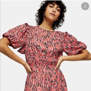 Topshop Open Back Puff Sleeve Dress